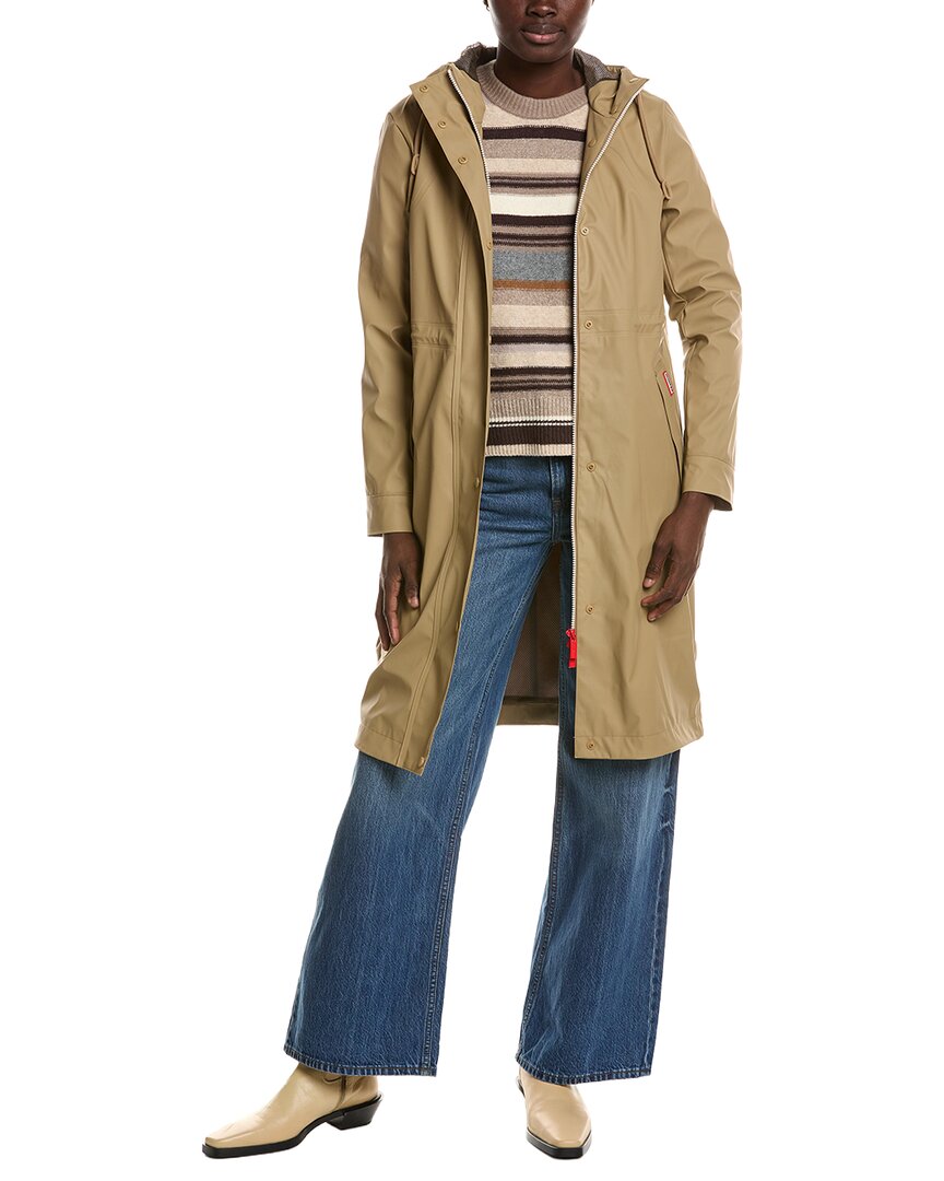 Hunter Darcy Rubberized Longline Rain Jacket In Brown