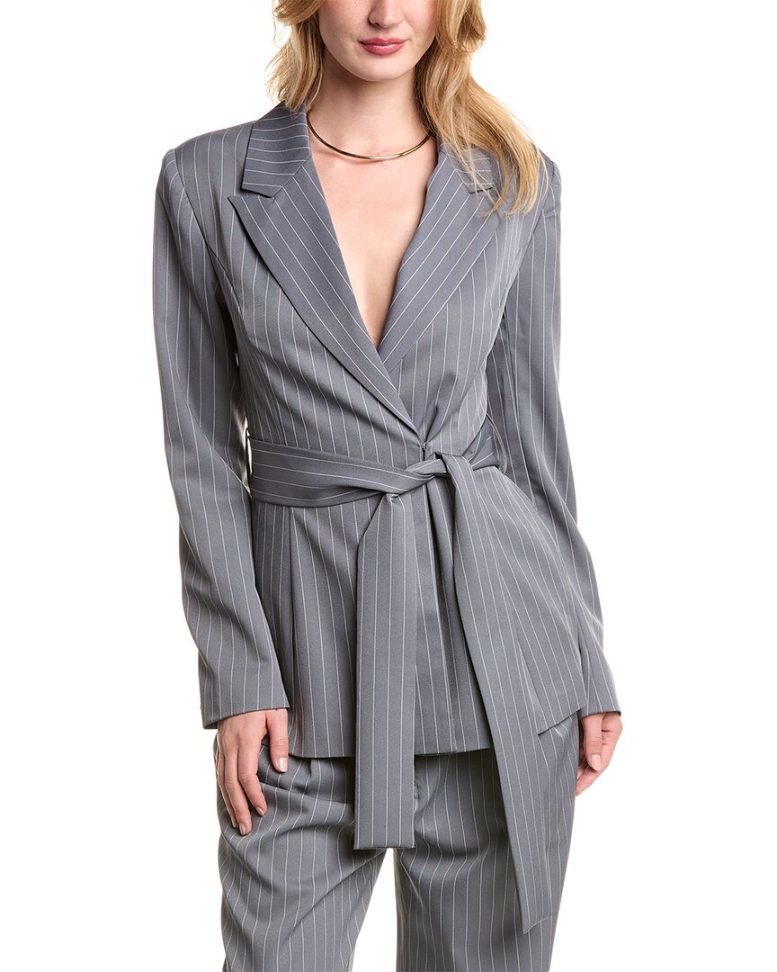 Shop Alexia Admor Olya Long Blazer Jacket In Gray