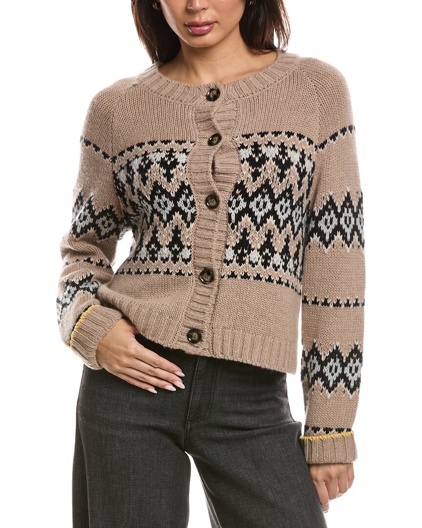 The Cashmere Project Fairisle Cropped Cashmere Cardigan In Grey