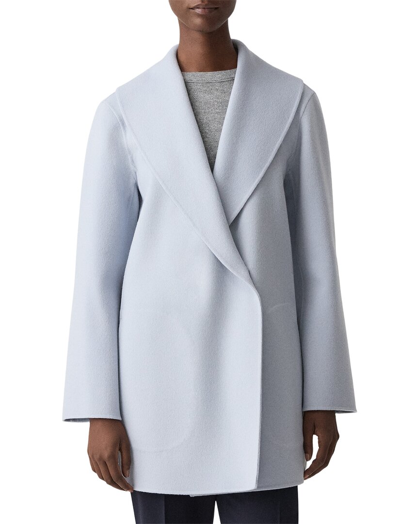 Theory Shawl Wool & Cashmere-blend Coat In Blue
