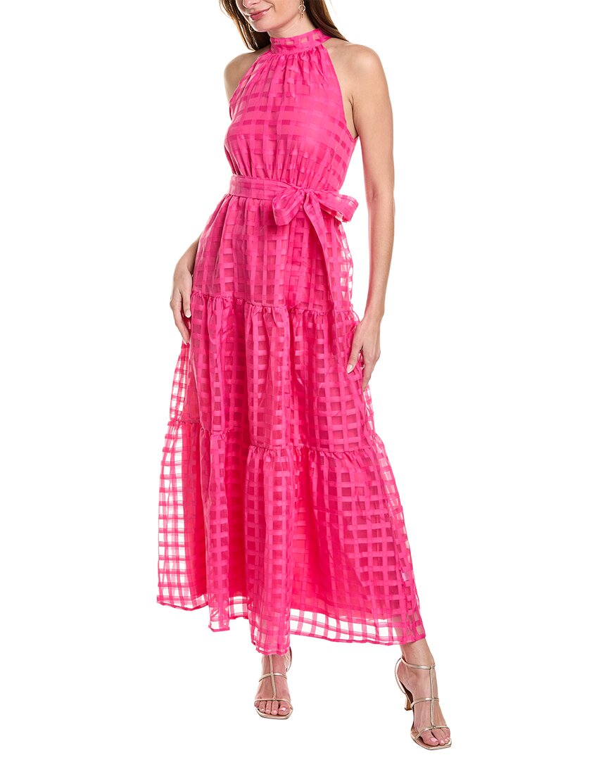 Shop Ipponelli Organza Windowpane Maxi Dress In Pink