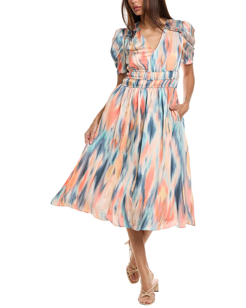 Shop Julia Jordan Smocked Midi Dress In Beige