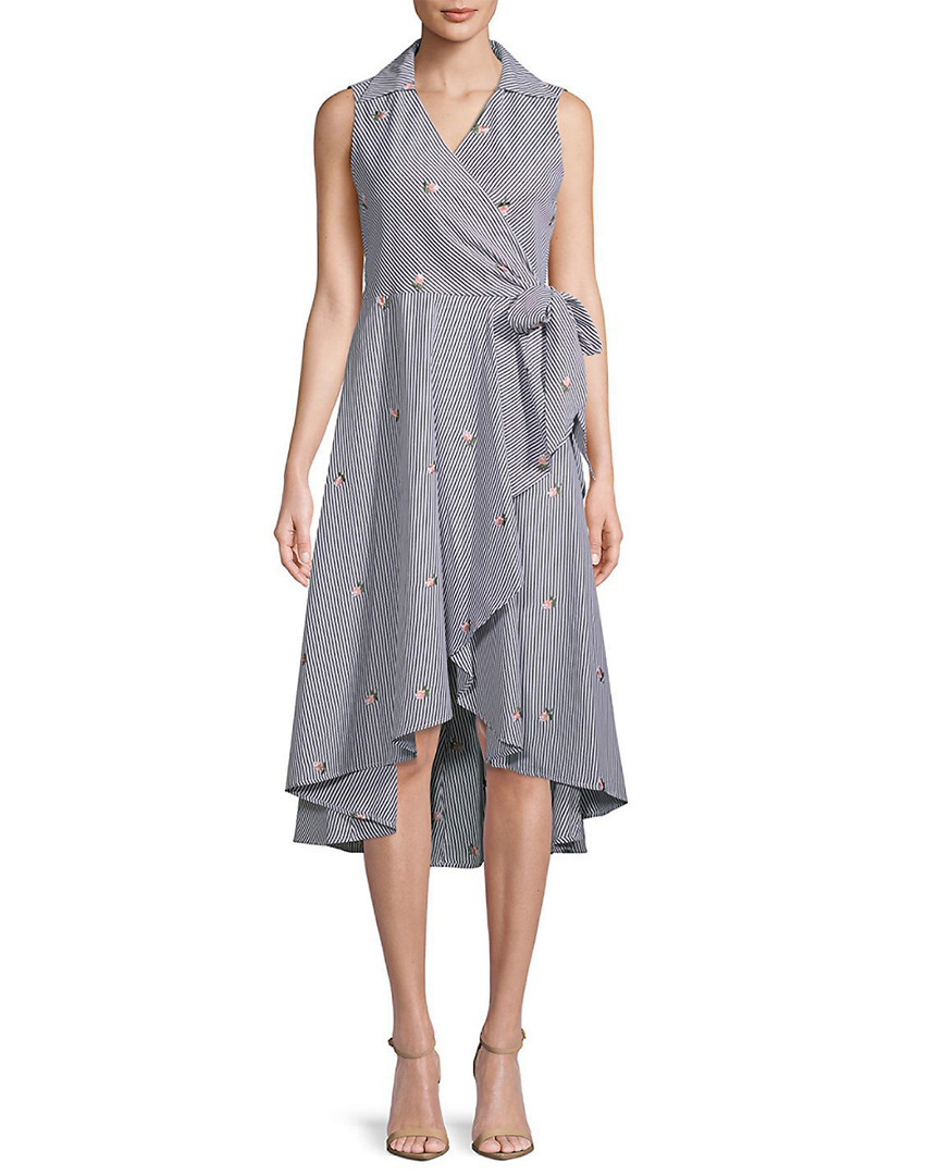 Image of Calvin Klein Striped Wrap Dress