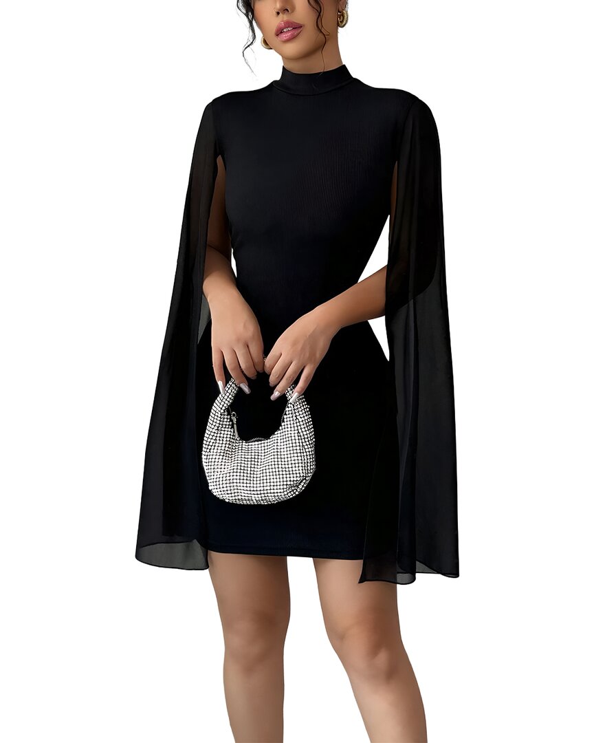 Amina Glam Solid Mini Dress In Black