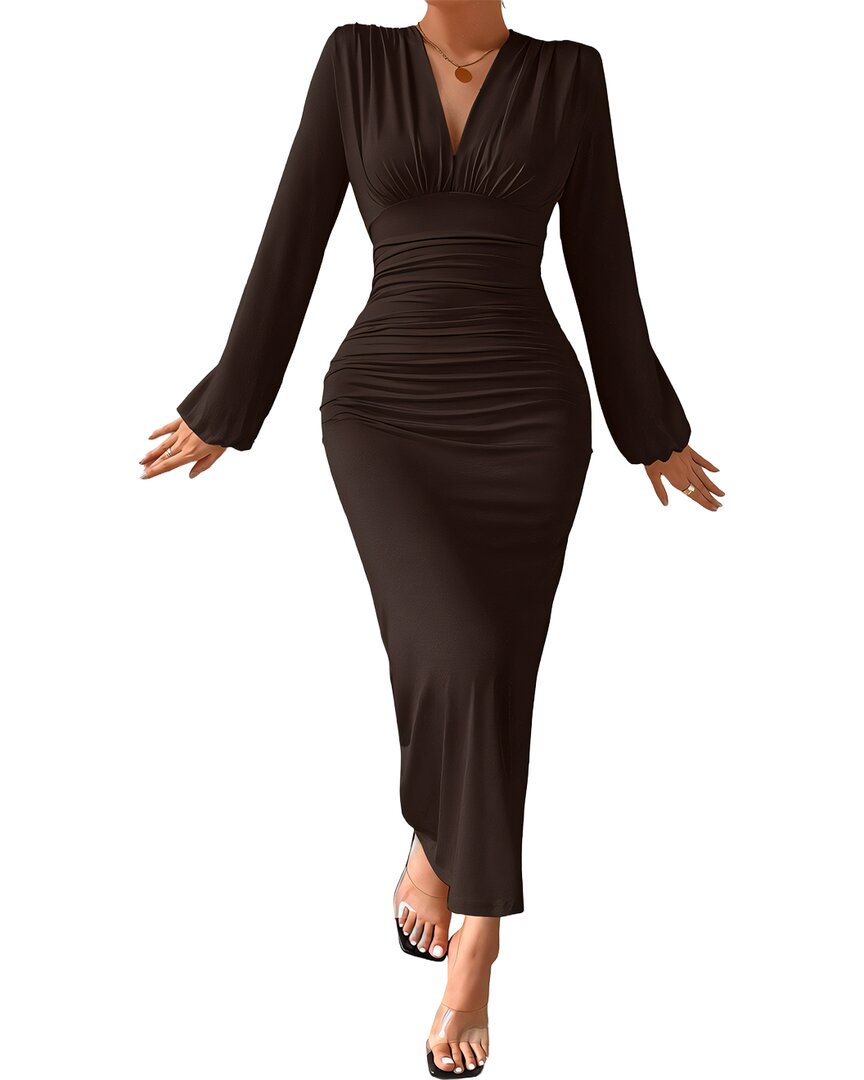 Amina Glam Maxi Dress In Brown