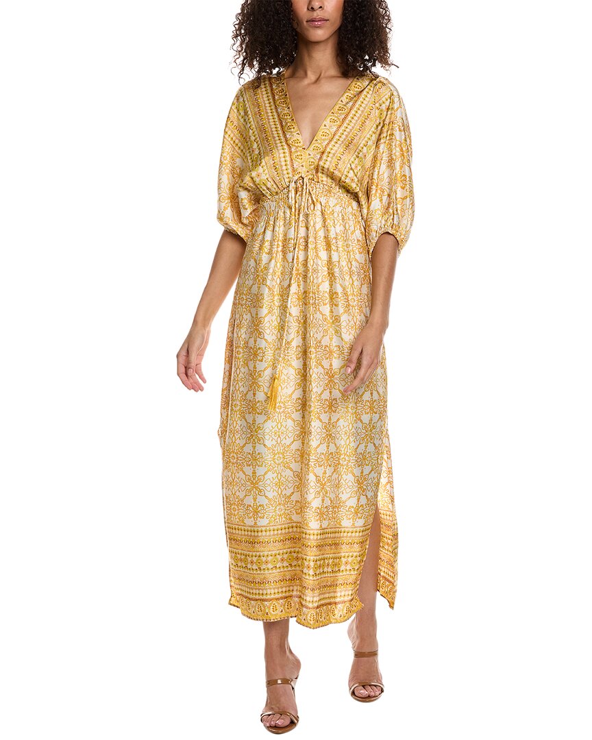 Shop Taylor Printed Satin Maxi Dress In Yellow