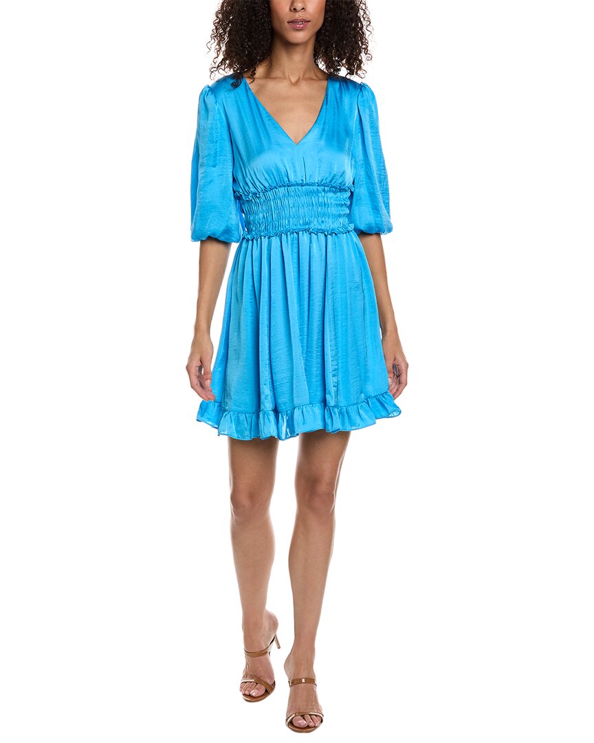 Shop Taylor Rumple Satin Mini Dress In Blue