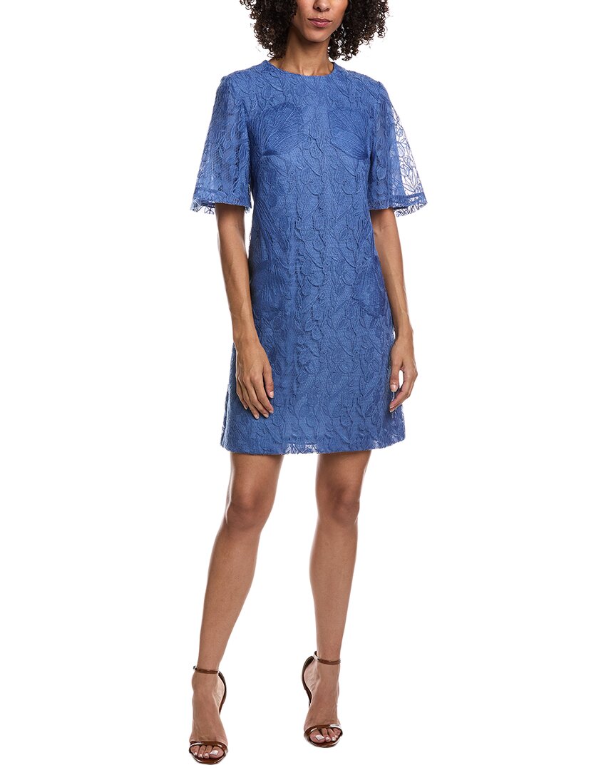 Lela Rose Rachel Tulip Lace Tunic Dress In Blue