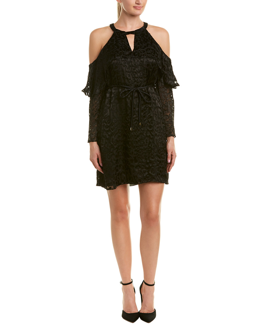 Image of Alice & Trixie Cold-Shoulder Silk-Blend Shift Dress