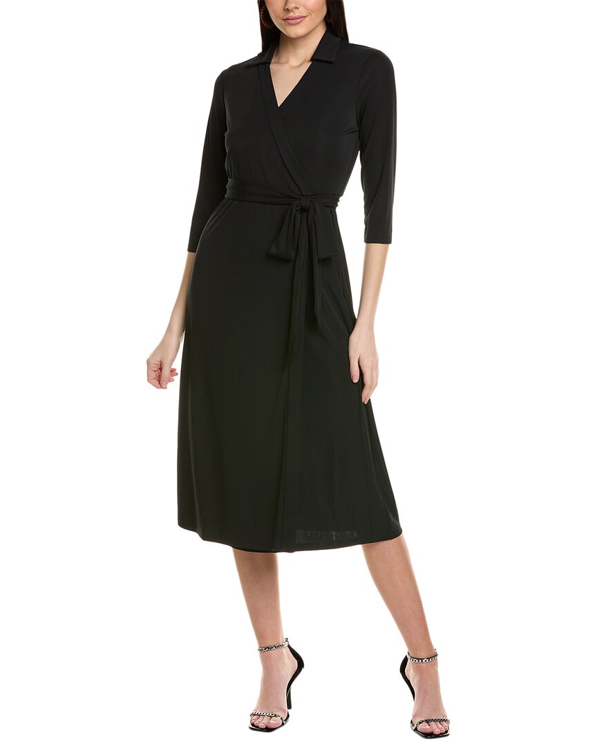 Shop Anne Klein Wrap Midi Dress In Black