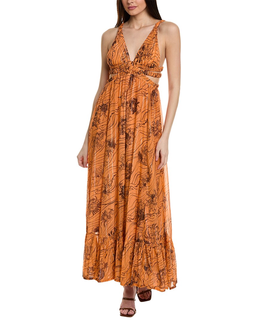 Shop Sabina Musayev Fiorello Silk-blend Maxi Dress In Orange