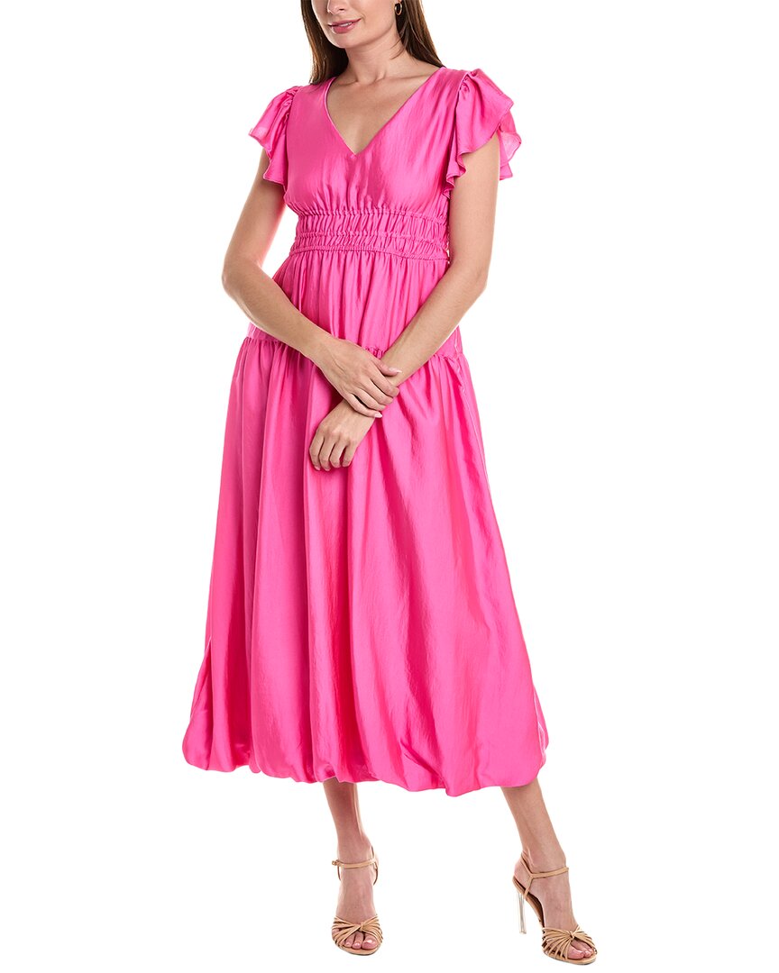 Shop Taylor Satin Midi Dress In Pink