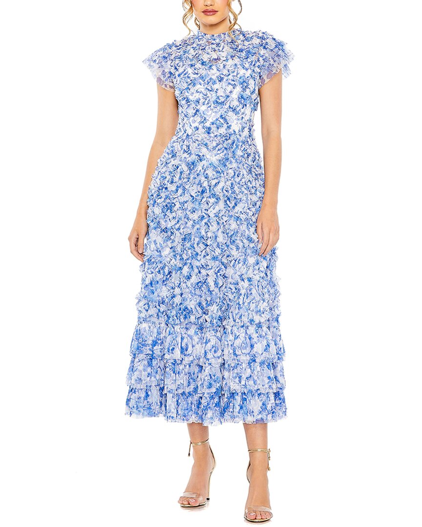 Shop Mac Duggal High Neck Ruffle Sleeve Floral Dress
