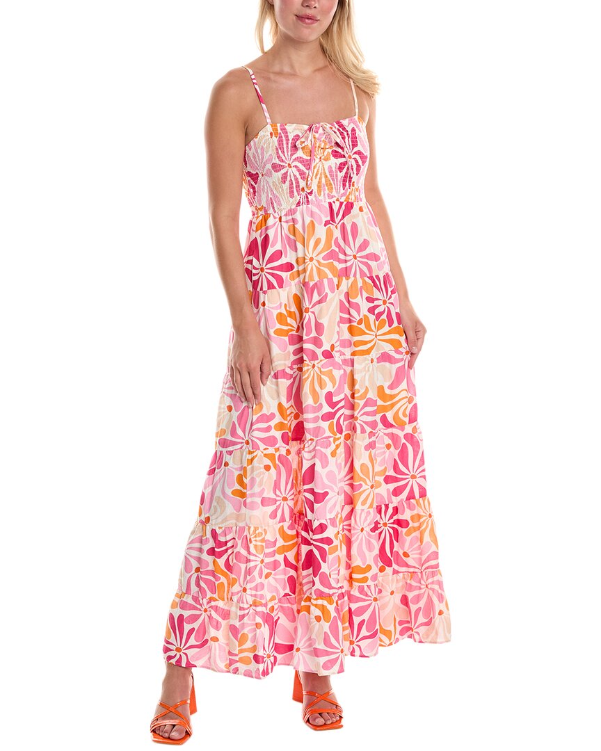 Hutch Tasha Linen-blend Maxi Dress In Pink