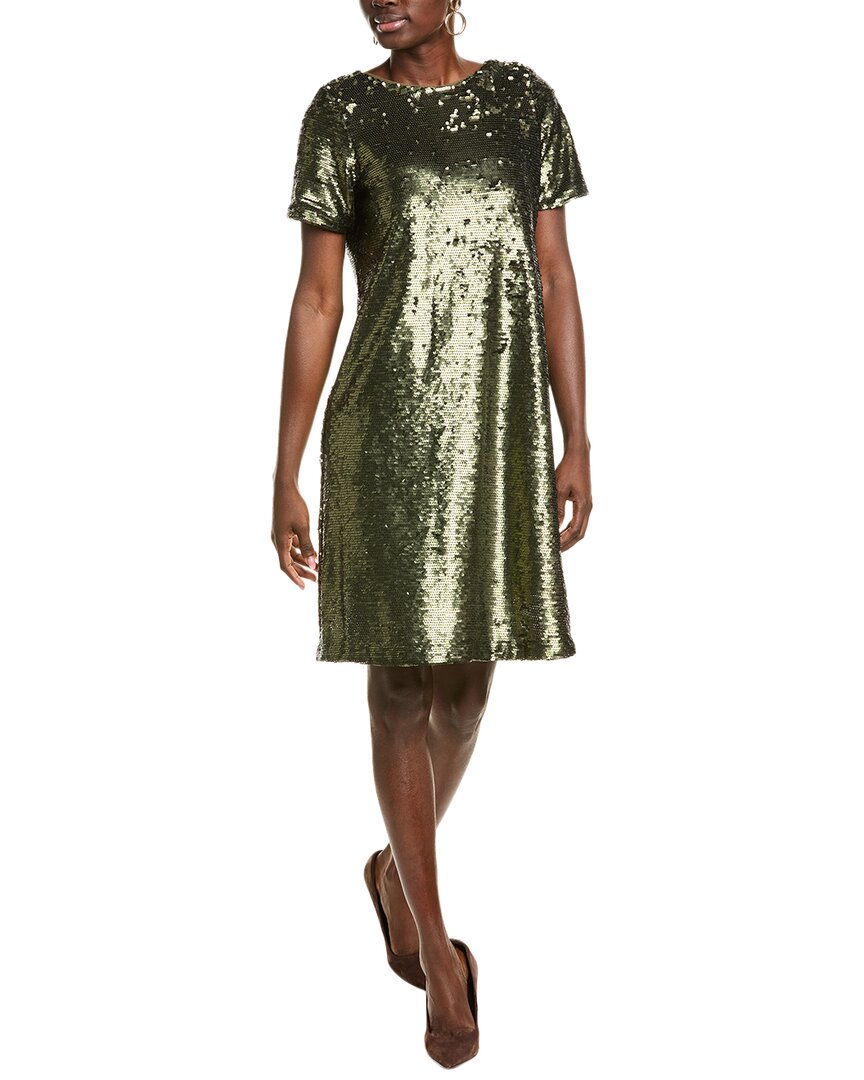 Anne Klein Sequin T-shirt Dress In Green