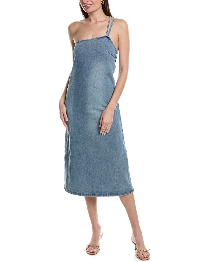 Shop Moonsea Denim Midi Dress In Blue