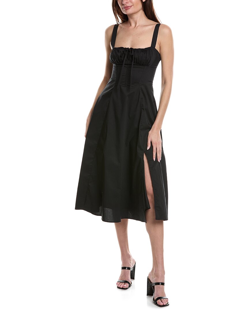 Shop Moonsea Lace-up Midi Dress In Black