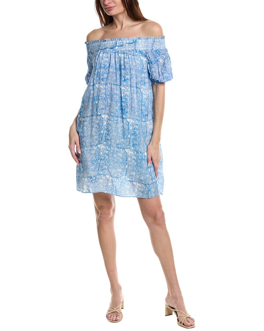 Shop Garrie B Off-the-shoulder Mini Dress In Blue
