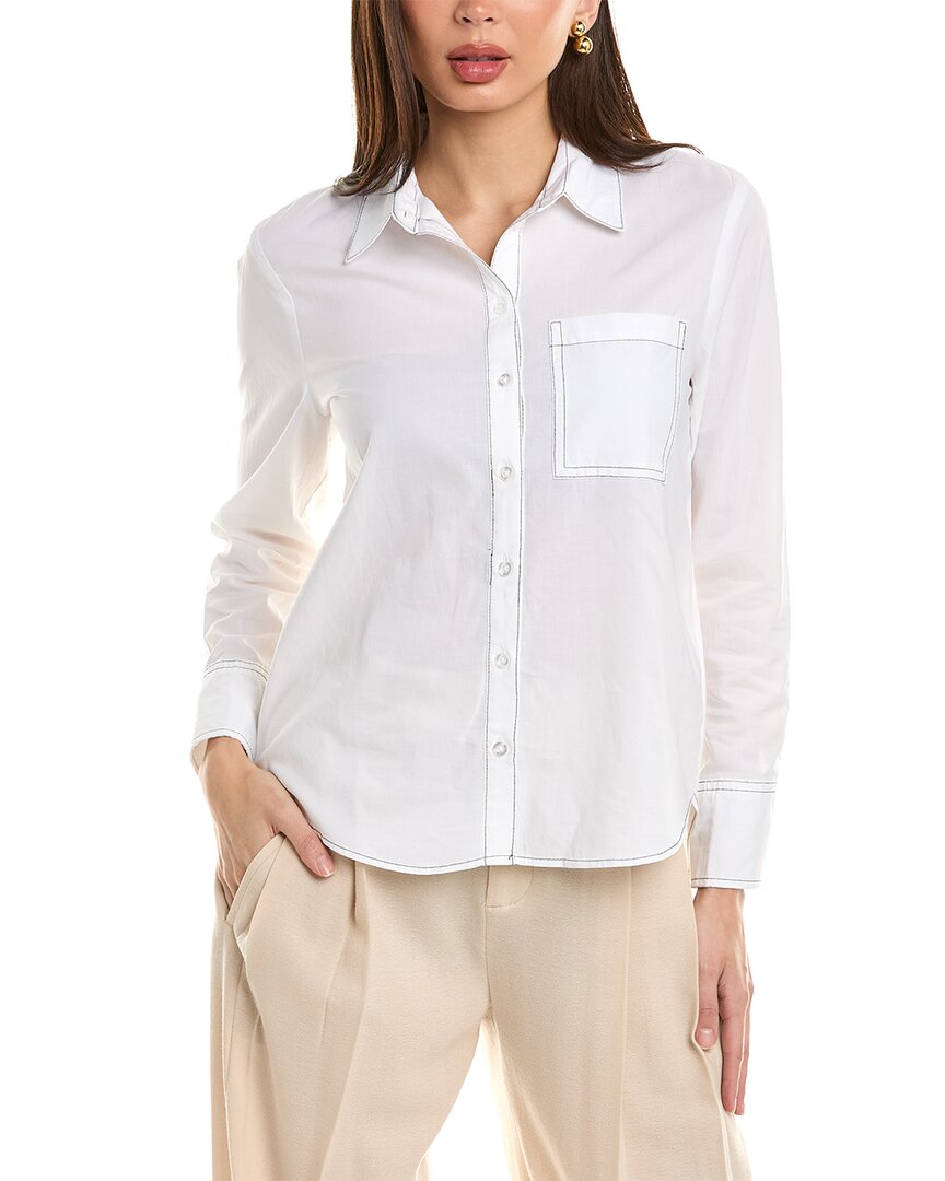 Shop Ellen Tracy Contrast Stitch Shirt In White