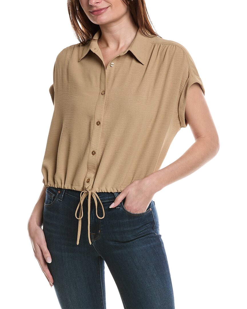 Shop Laundry By Shelli Segal Ruched Tie-waist Shirt In Green