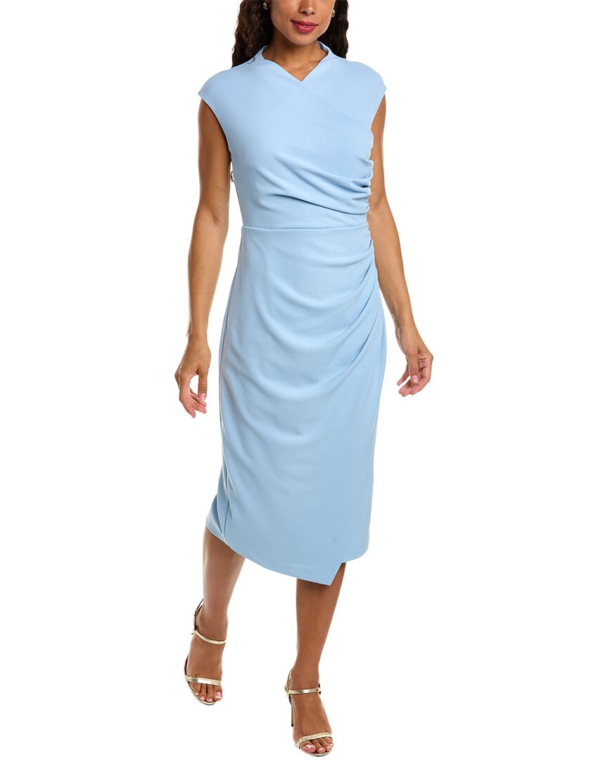 Shop Alexia Admor Yoon Draped Faux Surplice Midi Dress In Blue