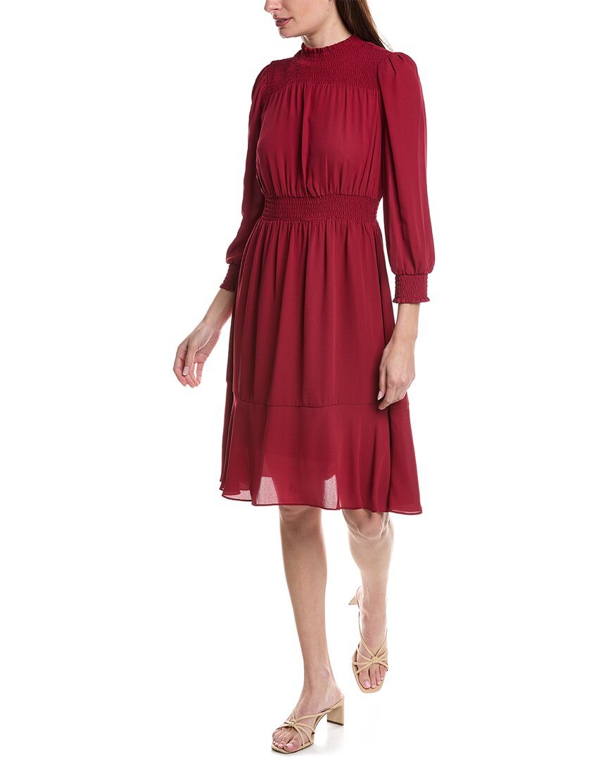 Nanette Lepore Nanette  Crepe Chiffon Midi Dress In Red