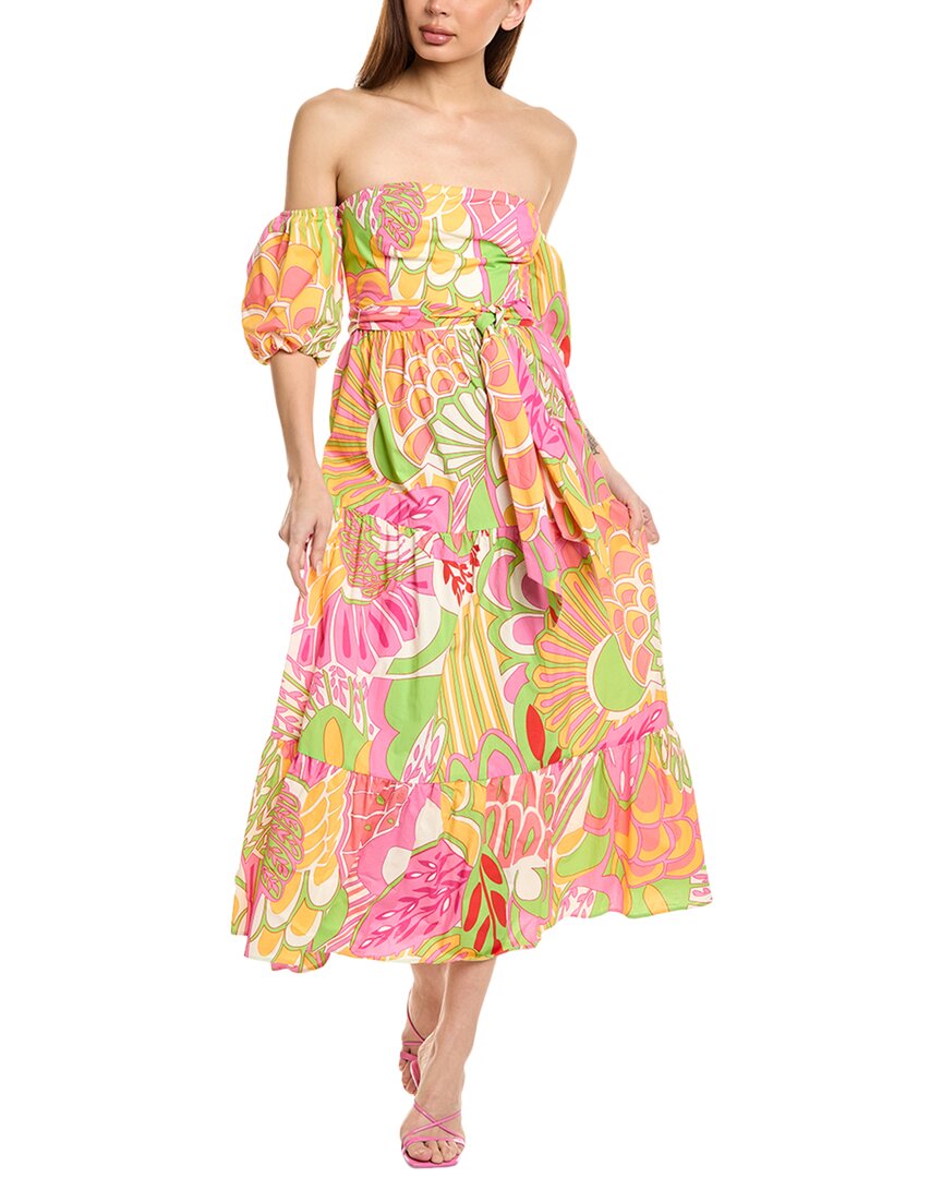 Flora Bea Nyc Oly Midi Dress In Orange