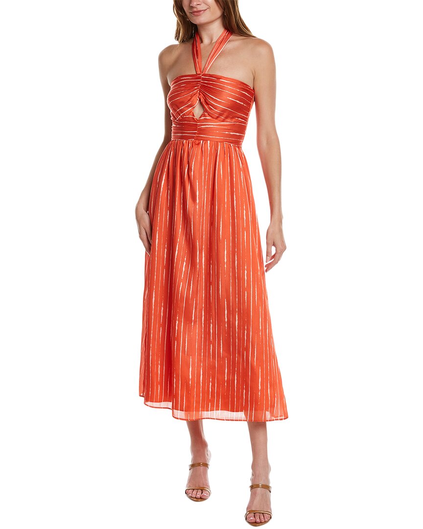 Sachin & Babi Reid Cutout Striped Halter Dress In Orange
