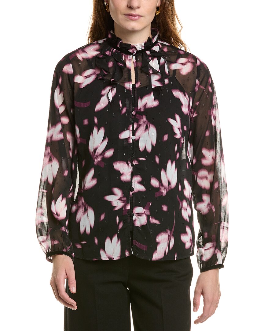 Anne Klein Women's Printed Long Sleeve Button-front Shirt In Pink