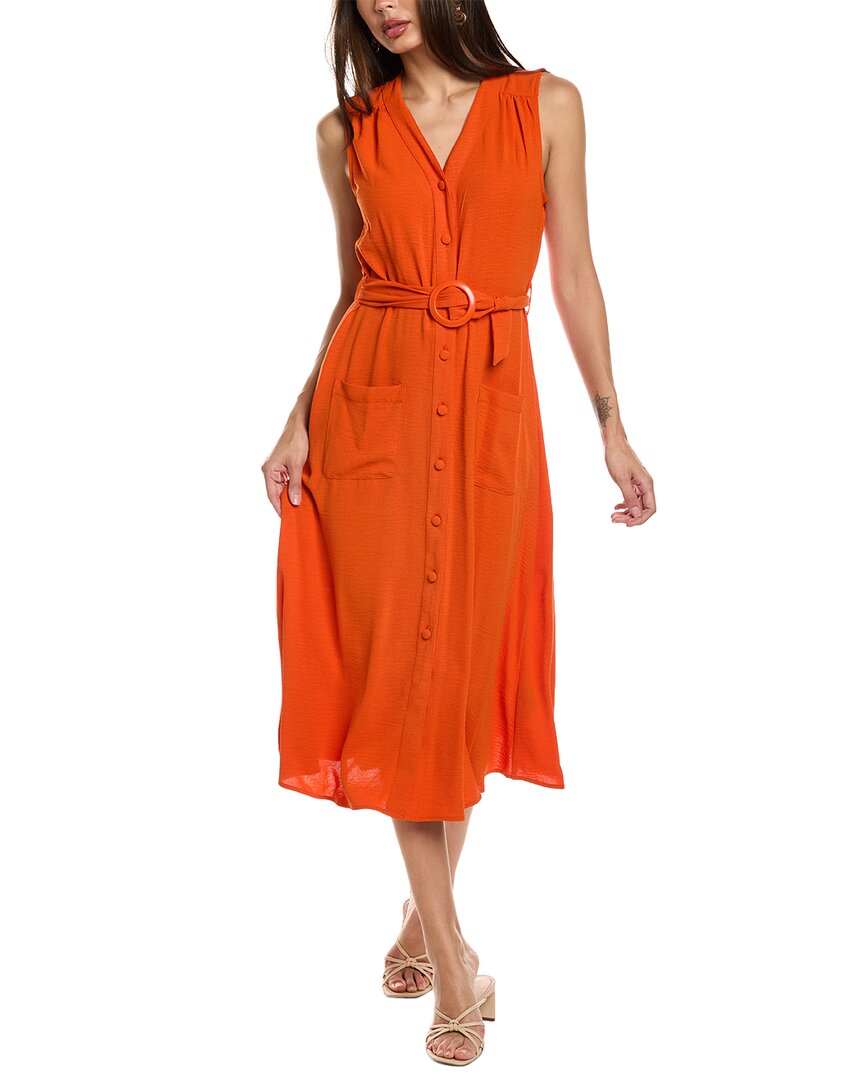 Sharagano Textured Airflow Shirtdress In Orange