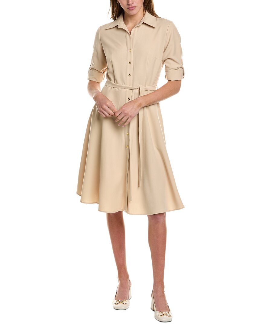 Sharagano Women's Puff Sleeve Belted Dress In Sand