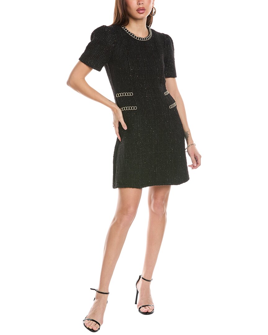 Flora Bea Nyc Tweed Wool-blend Mini Dress In Black