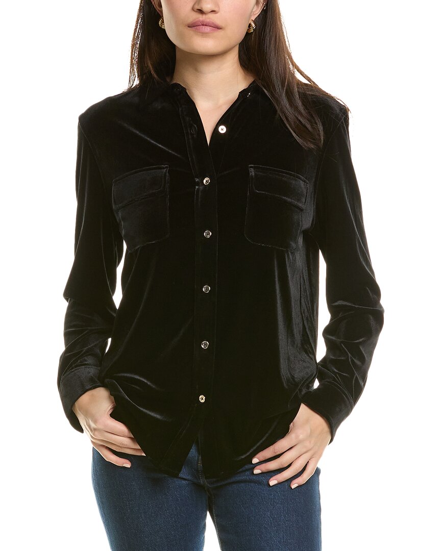 Jones New York Velour Utility Shirt In Black