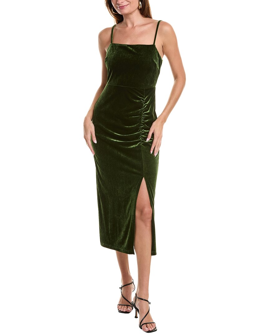 Taylor Velvet Midi Dress In Green