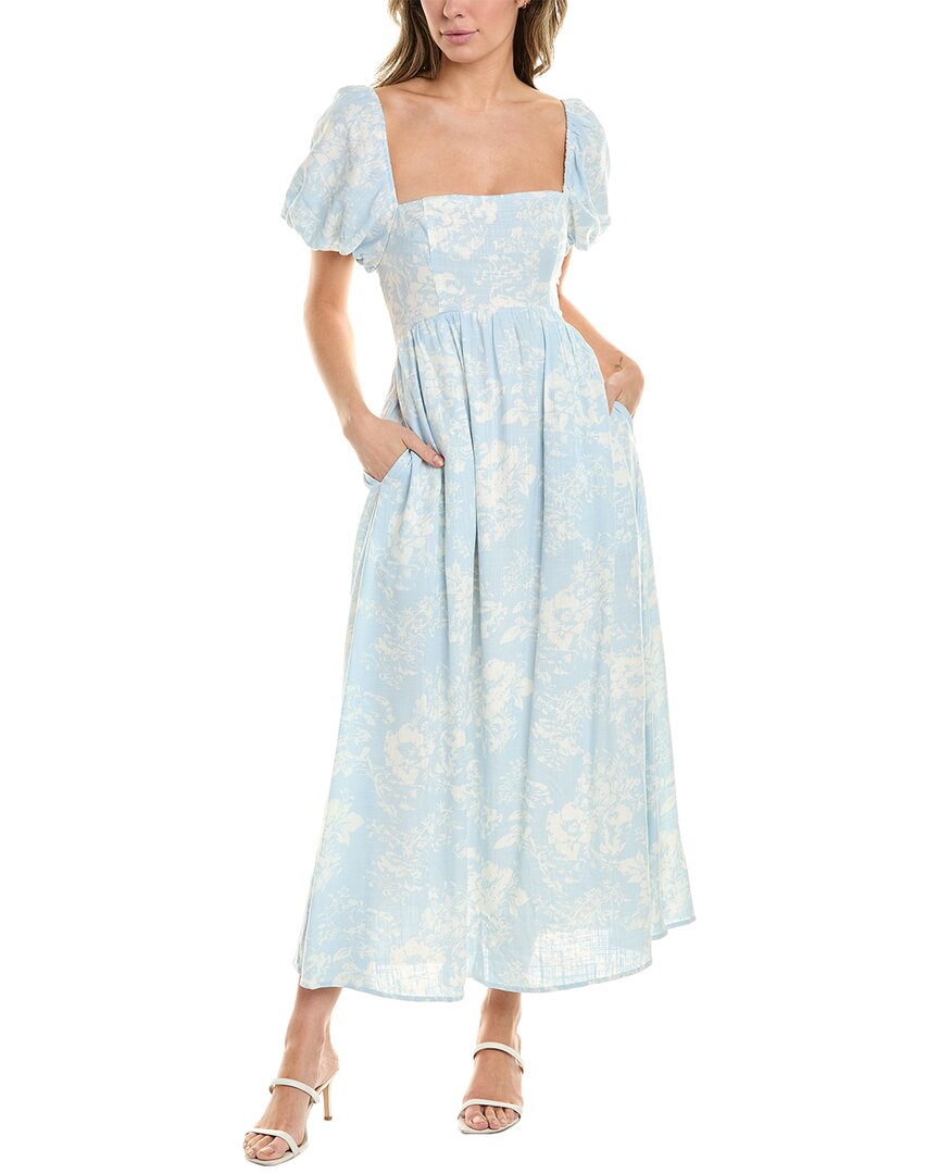 Shop Opt O.p.t. Zeoli Linen-blend Dress In Blue