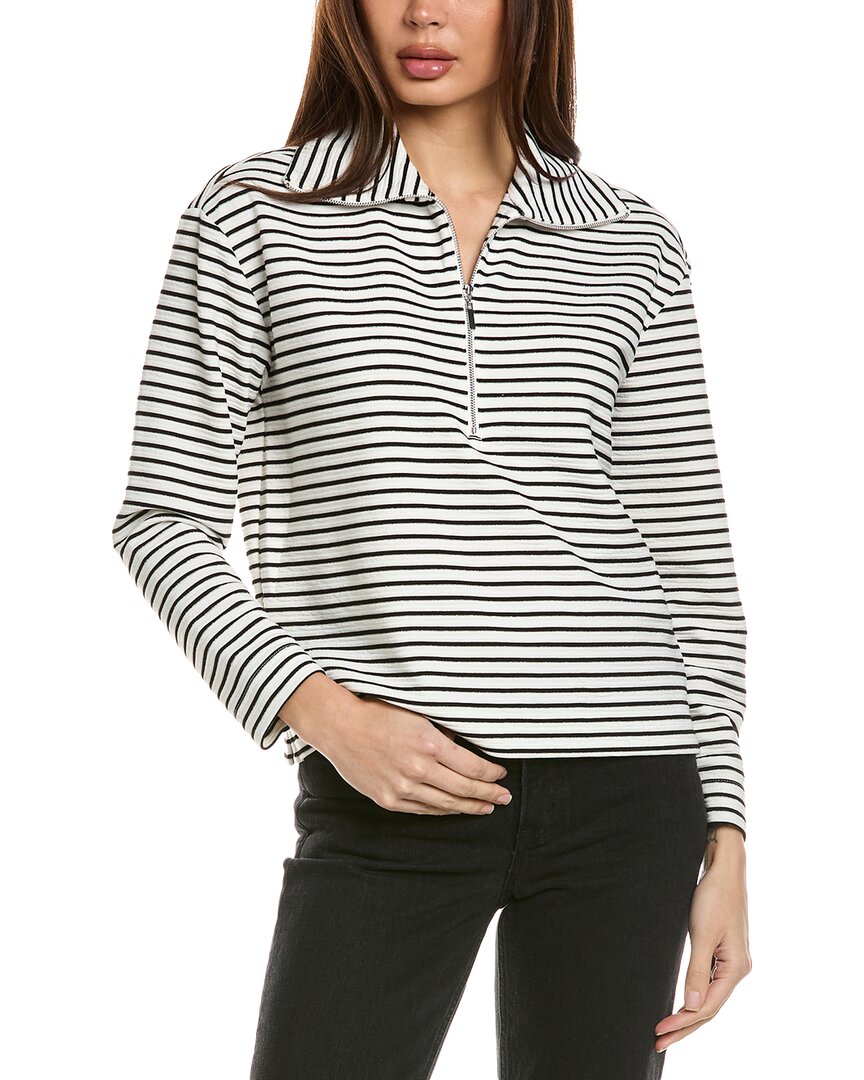 Jones New York Women's Metallic-stripe Quarter-zip Top In Black
