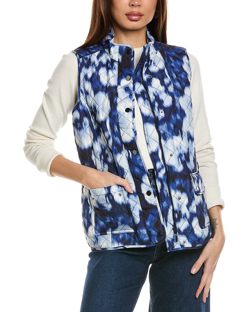 Jones New York Patch Pocket Quilted Vest In Blue