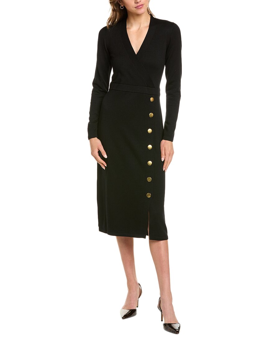 Donna Ricco Midi Sweaterdress In Black