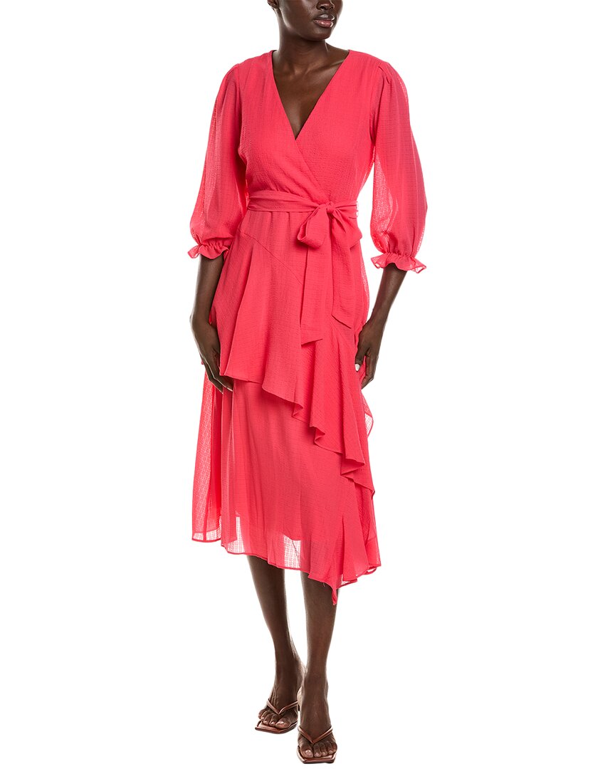Maison Tara Check Chiffon Maxi Dress In Pink