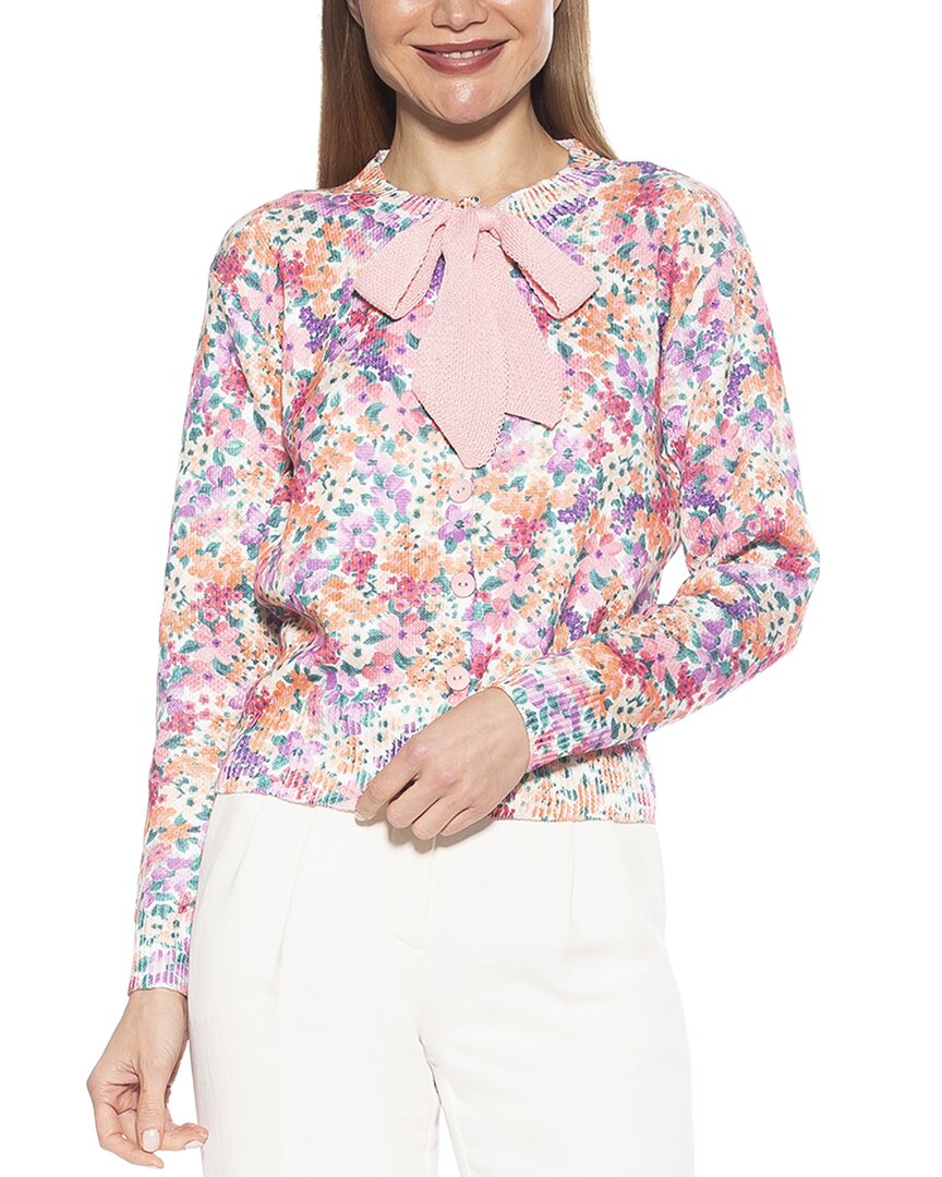 Alexia Admor Calix Floral Tie Neck Button Front Cardigan