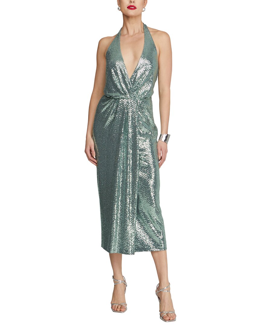 Halston Leonie Disco Jersey Midi Dress In Grey