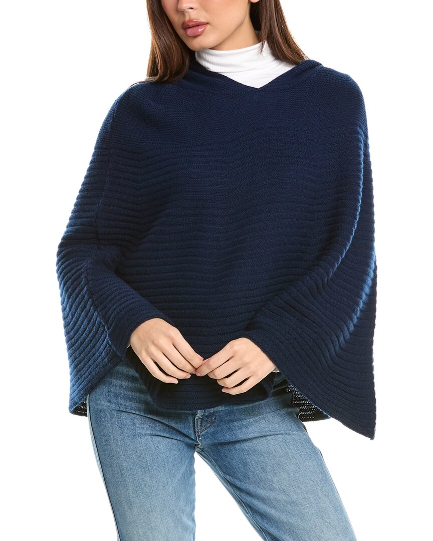 Forte Cashmere Hooded Wool & Cashmere-blend Poncho In Blue