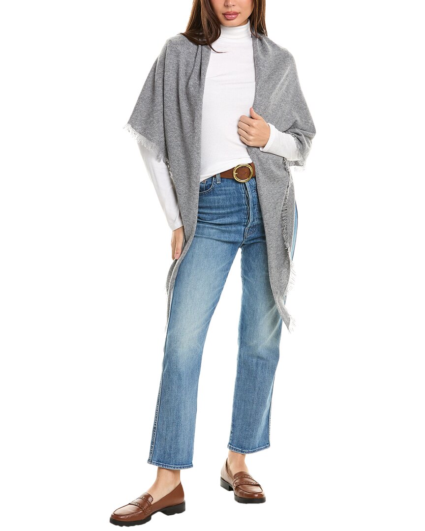 Forte Cashmere Fringe Cashmere Triangle Wrap In Gray