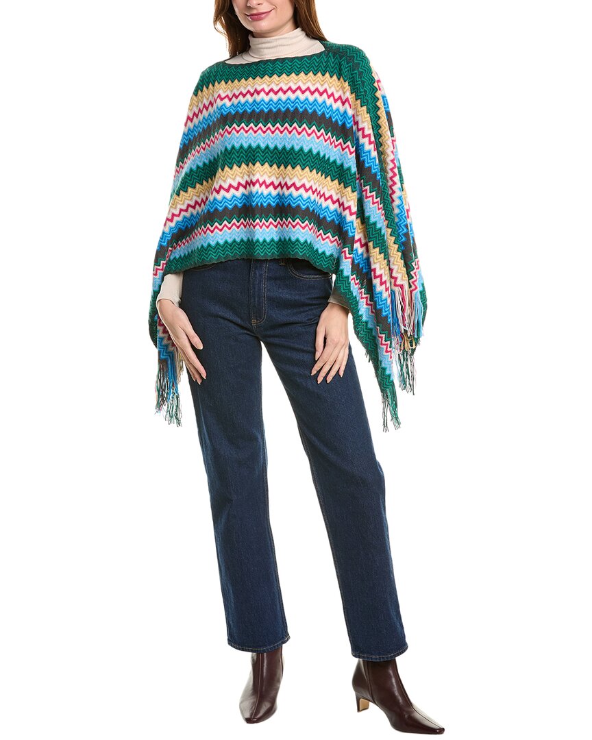 Shop Missoni Wool-blend Poncho In Green