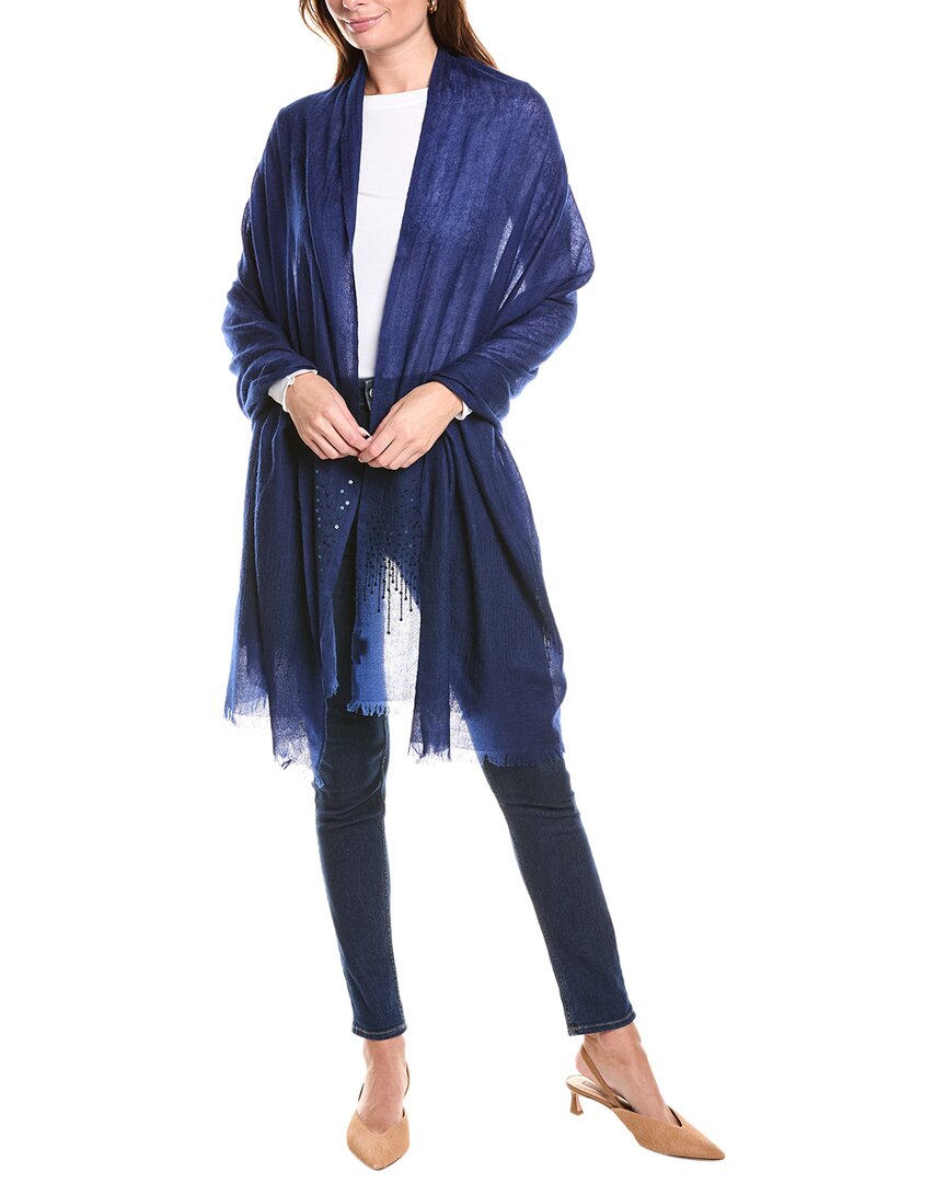 Sofia Cashmere Sofiacashmere Sequin Cashmere Wrap In Blue