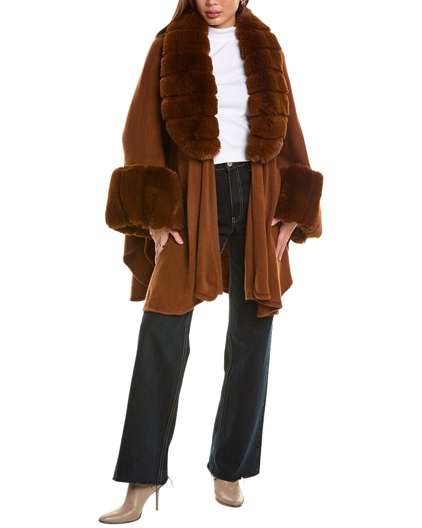 Surell Accessories Knit Ruana In Brown