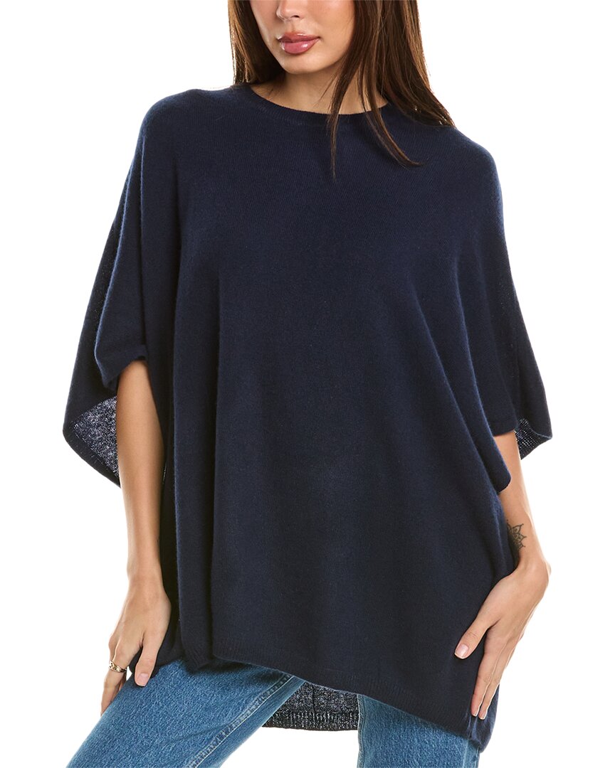 Shop Amicale Cashmere Crewneck Cashmere Poncho In Blue