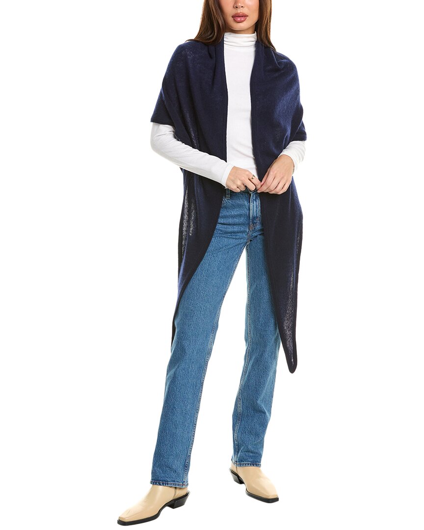 Amicale Cashmere Jersey Triangle Cashmere Wrap In Blue