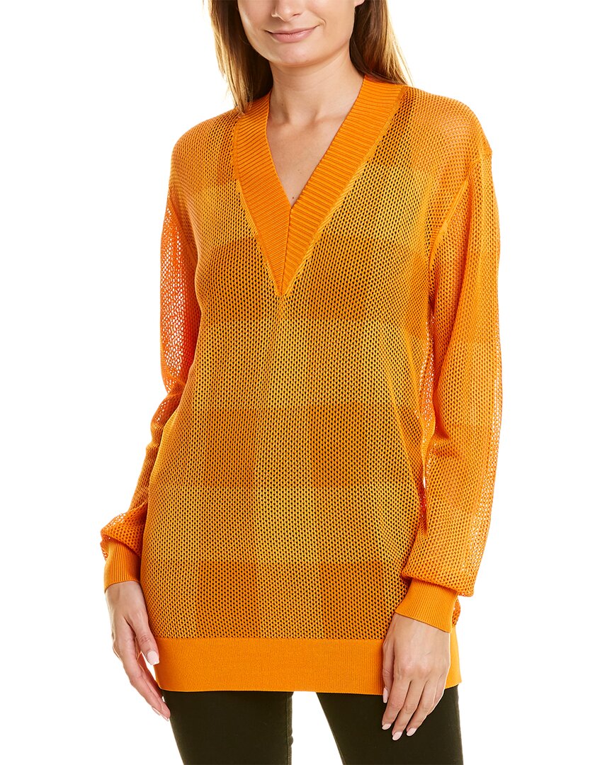 Shop Burberry Check Mesh Sweater In Orange