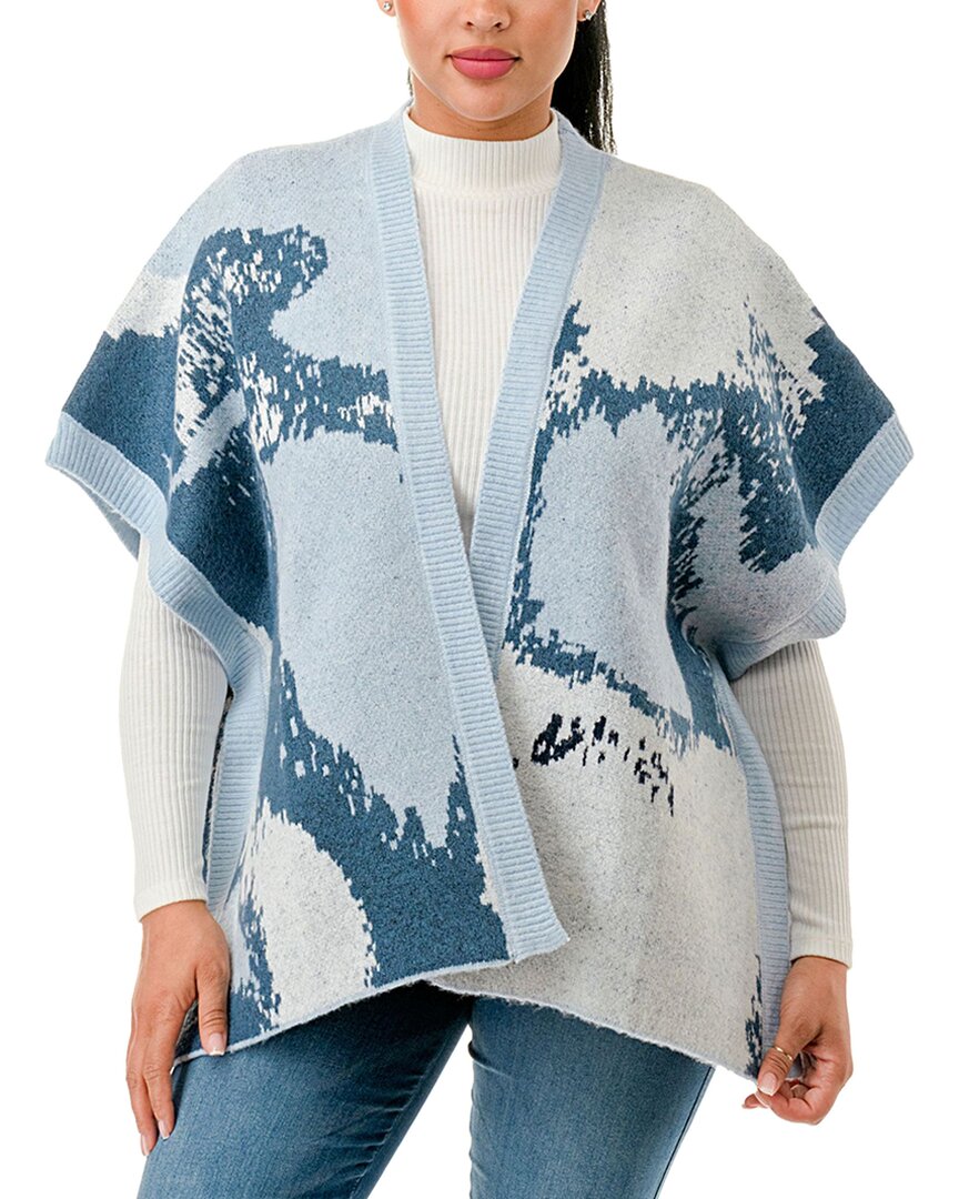 Marcus Adler Abstract Print Knit Topper Scarf In Blue